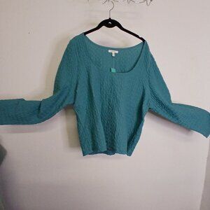 NWT Maurice's Teal Long Sleeve Blouse. Size XL